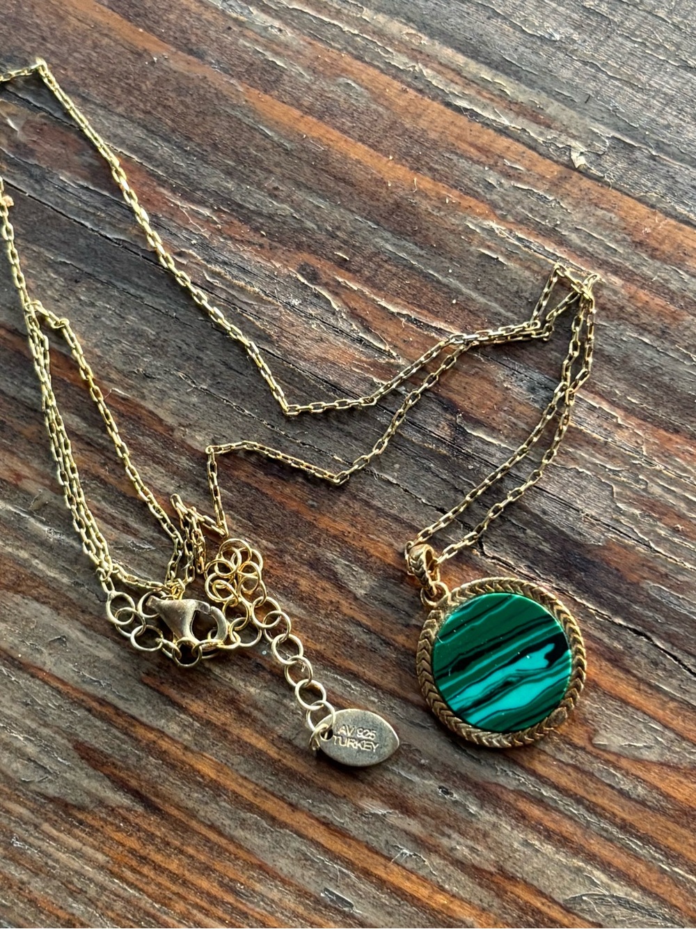 Argento Vivo Gold Plated Sterling Silver and Malachite Necklace